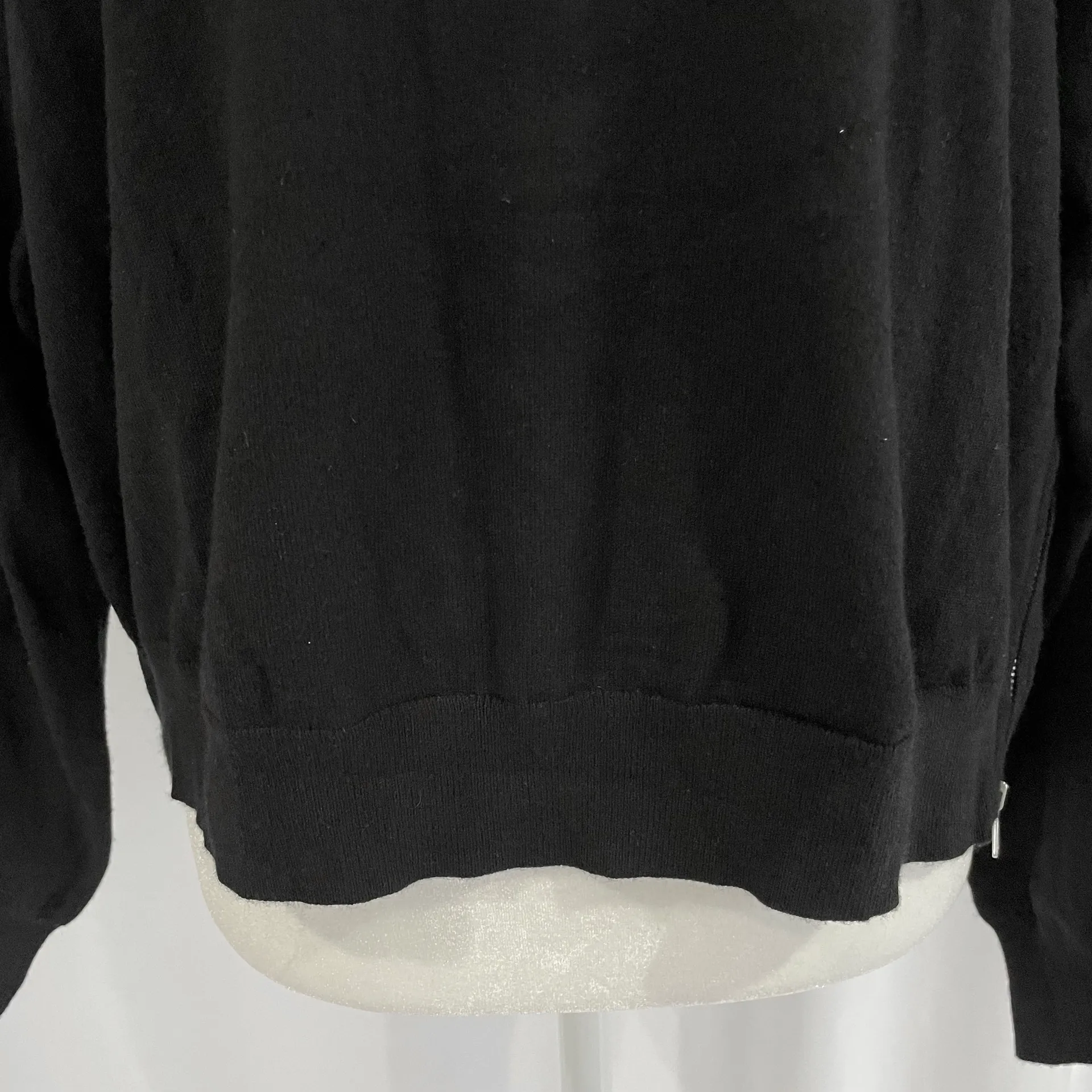 New  Side Zip Sweater Crewneck Long Sleeve Knit Pullover Black - Image 4