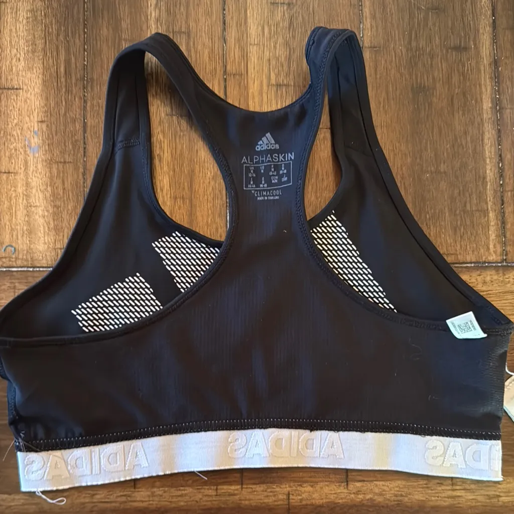 Adidas Black and White Performance Sports Bra - Image 6