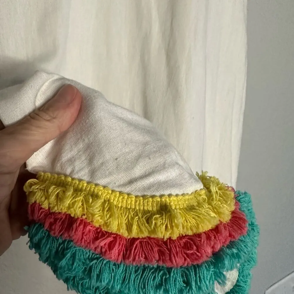 Anthropologie Corey Lynn Calter Cream Fringed Dress Summer Cottage Boho Yellow Size XS - Image 6