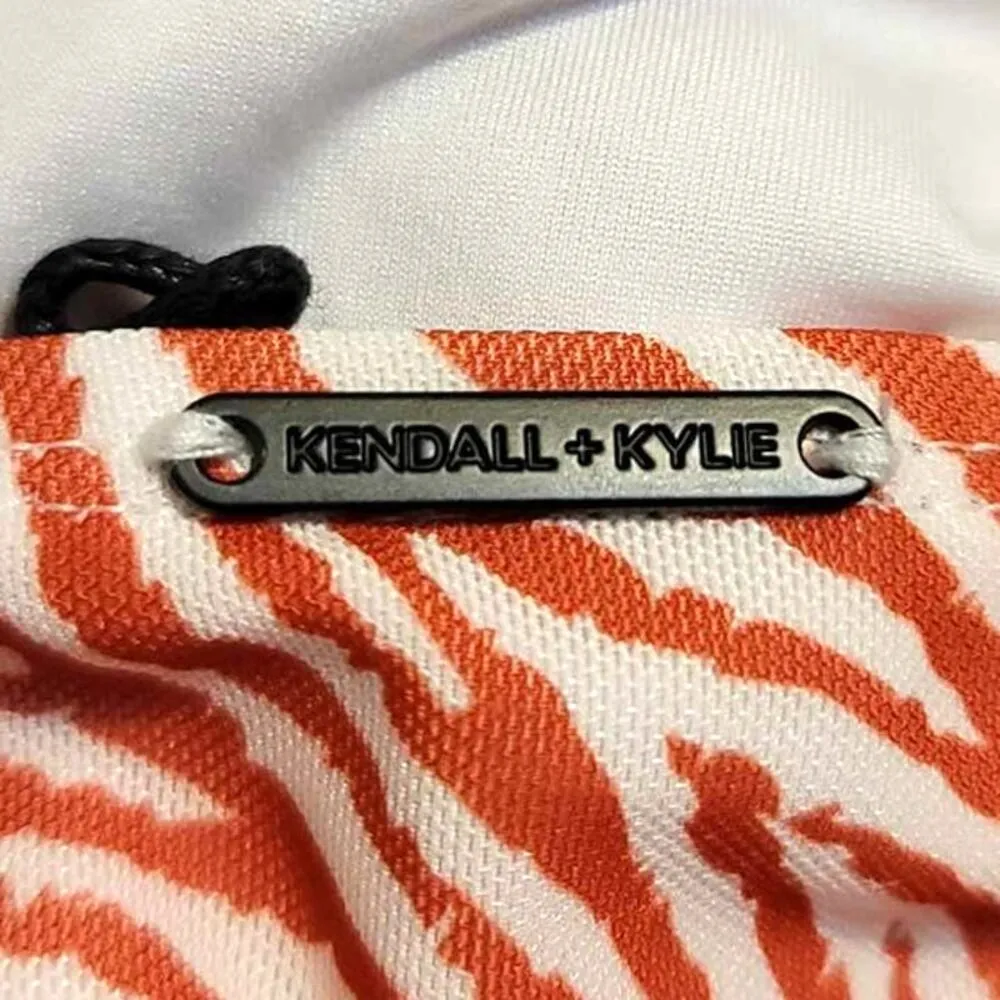 KENDALL + KYLIE Tiger Striped Side Tie Bikini Bottom Rust Abstract XL NEW - Image 7