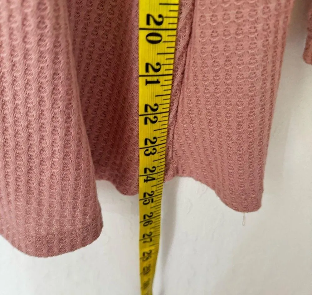 Love Fire Dusty Rose Solid Long Sleeve Waffle lace Knit M - Image 7