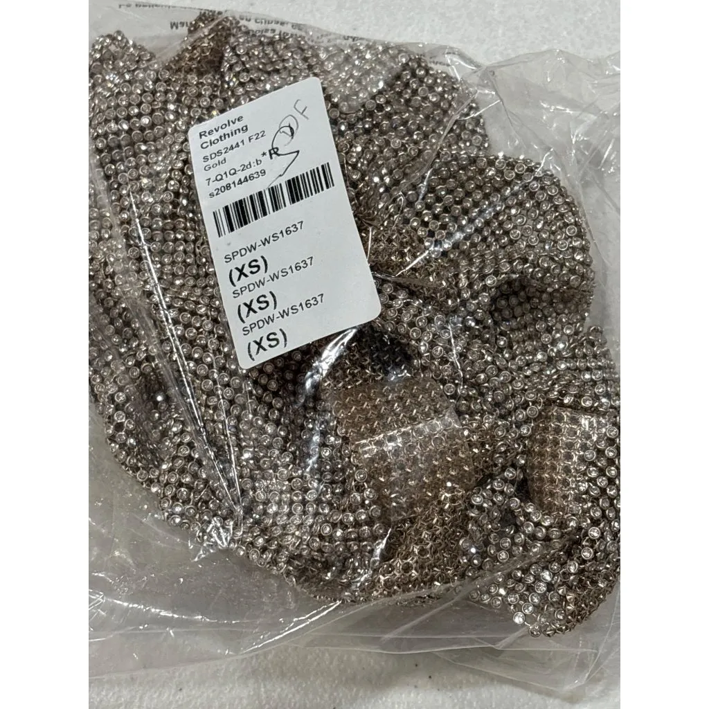 superdown Womens Mackenzie Crop Top in Gold X-Small New Crystal Chainmail Tank - Image 9