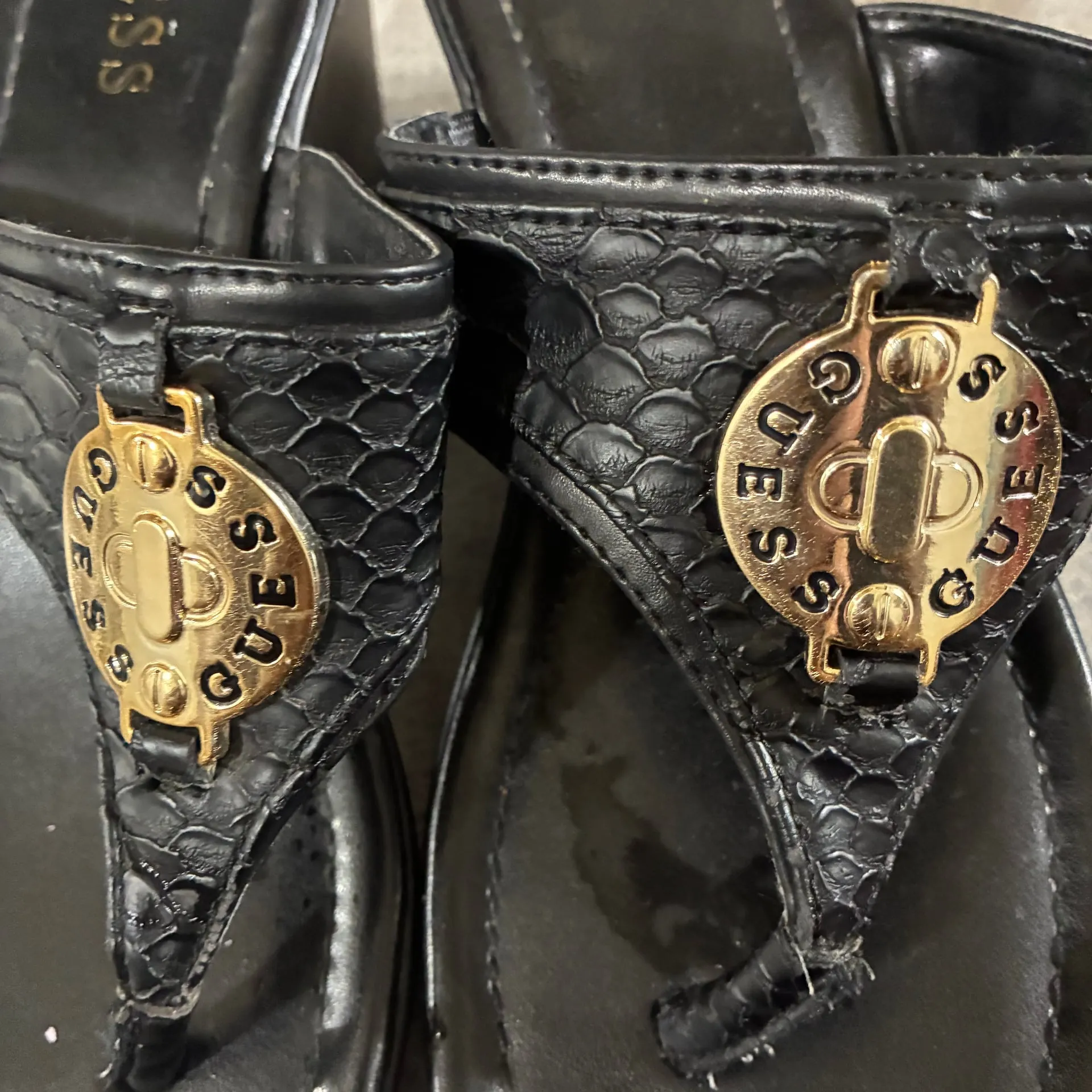 Guess Leopard Print Wedge Thong Sandals - Image 2