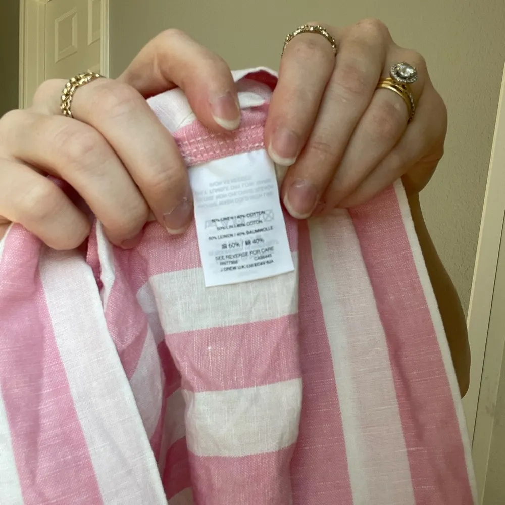 Pink Striped Linen Tie Strap Tank Top - Image 5