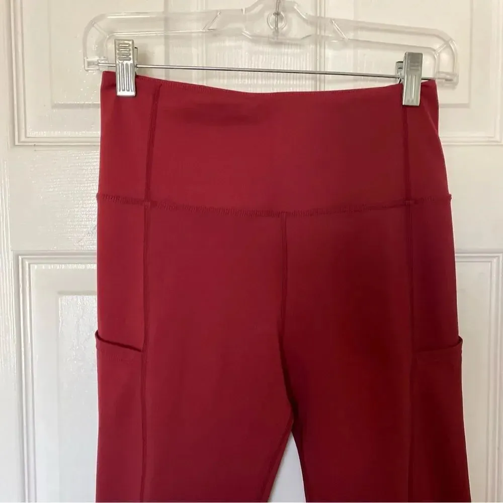 ZYIA Merlot Pocket Reflective Light n Luxe 7/8 leggings Size 6-8 - Image 3