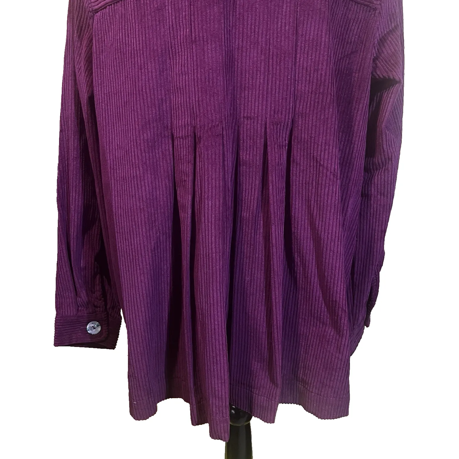 Woman Within Wide Wale Corduroy Shacket Button Chore Jacket Size 14/16 Purple - Image 6