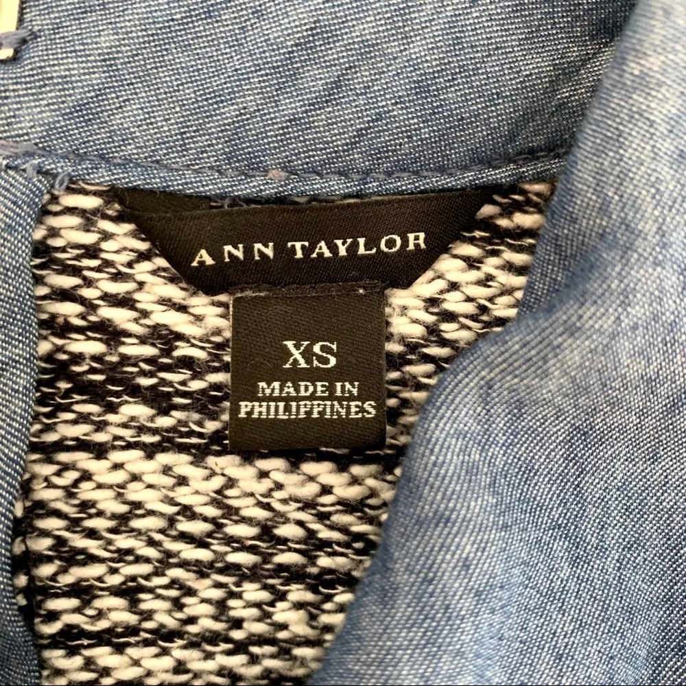 Ann Taylor Tweed Layered Pullover Navy Blouse XS - Image 7
