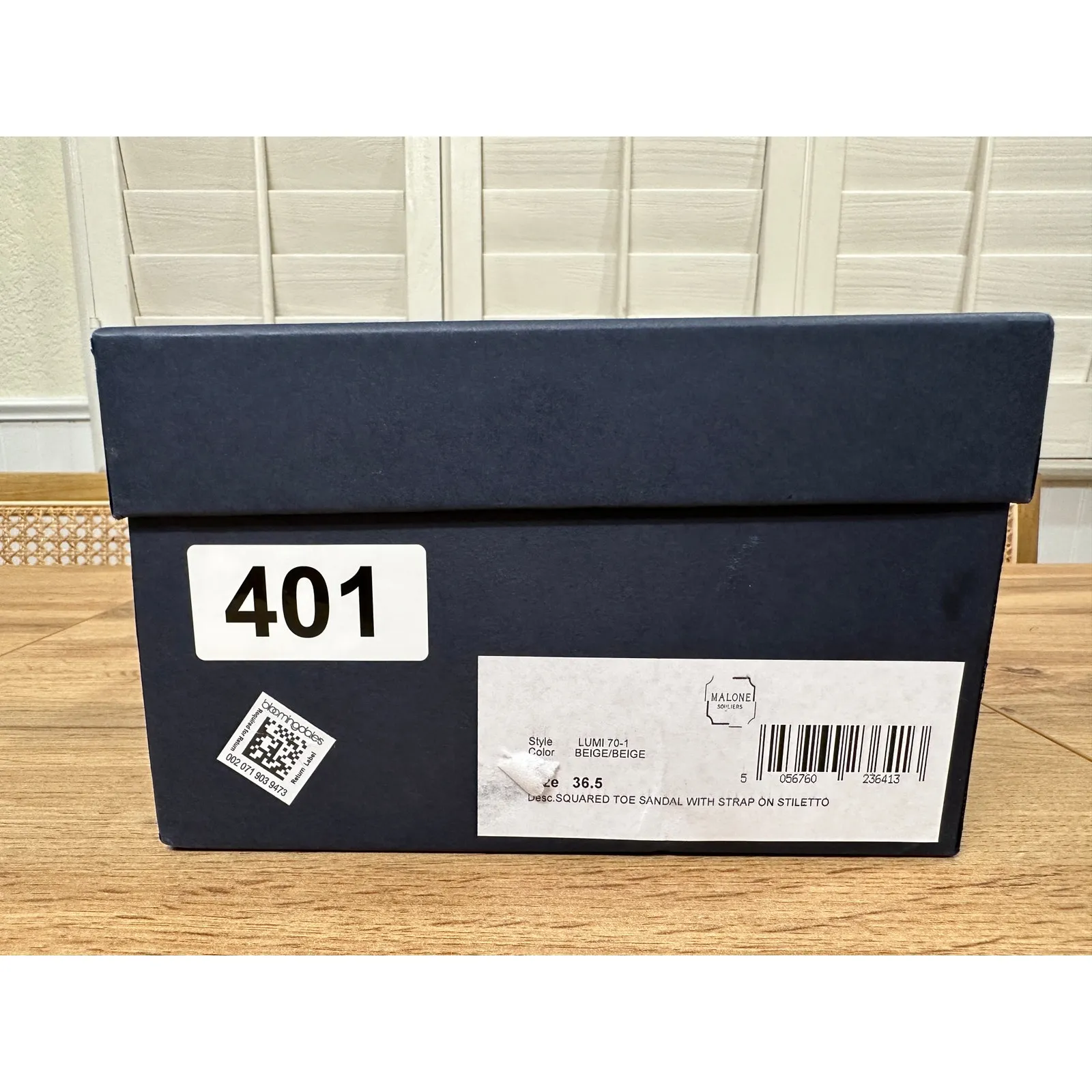 Malone Souliers Lumi 70 Slide Sandal Squared Toe Stiletto Beige 6 US 36.5 EU NIB - Image 13