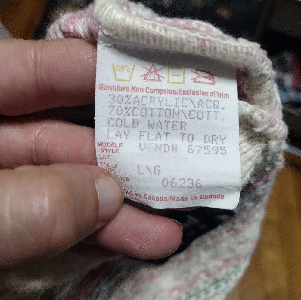 Vintage weekend Edition Patterned Knit Sweater Vest Pink Size L - Image 5