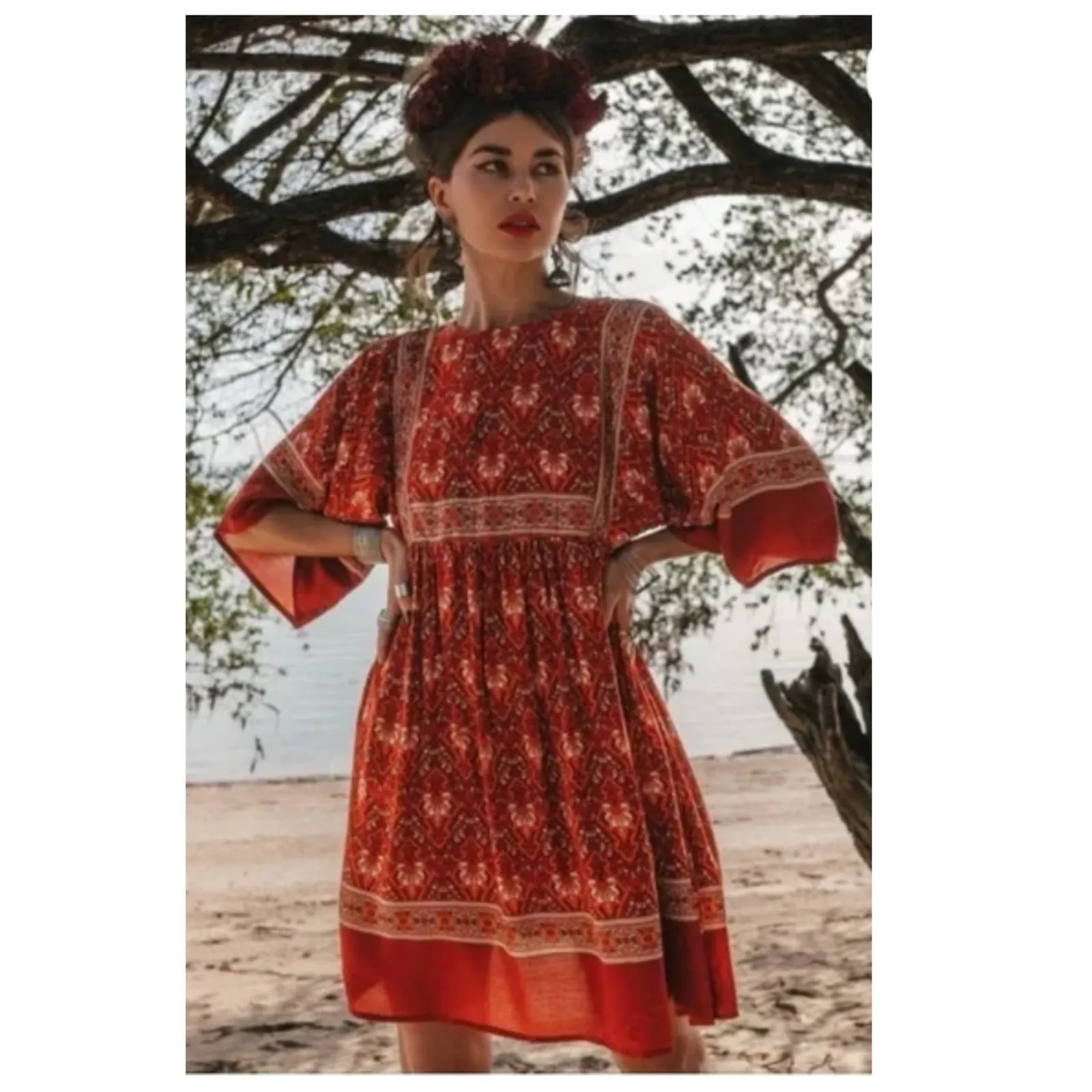 Spell & the Gypsy Collective Designs Jewel Tunic Dress Size XS Red - Image 6