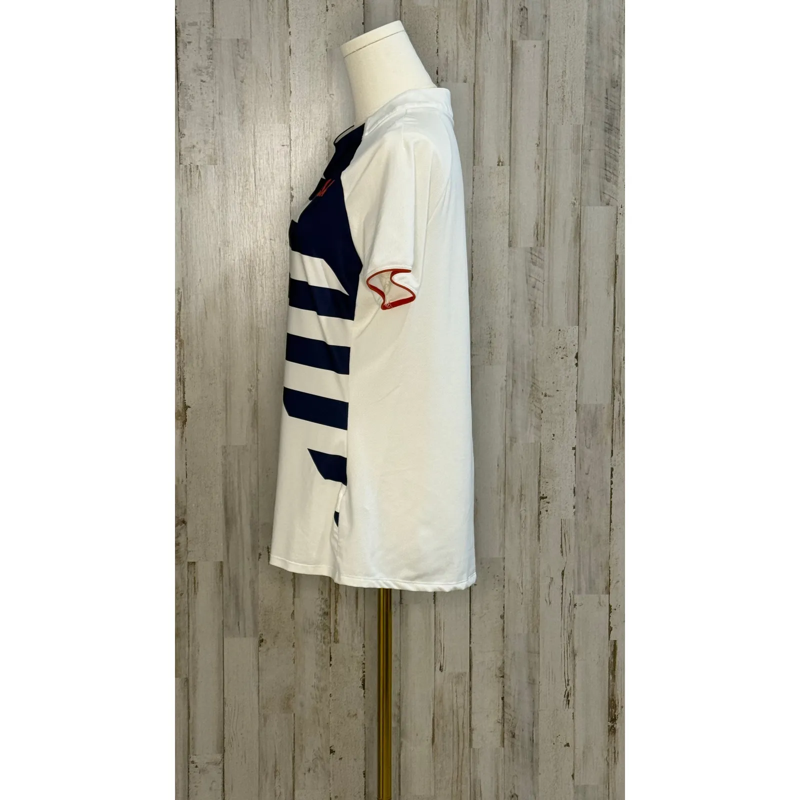 Adidas Women's Team USA Olympic‎ Polo Shirt White Striped Size Medium - Image 3