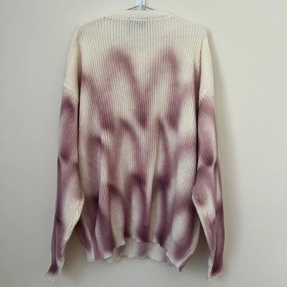 Reclaimed Vintage Unisex Knit Printed Sweater in Pink Tie Dye Size 3XL - Image 2