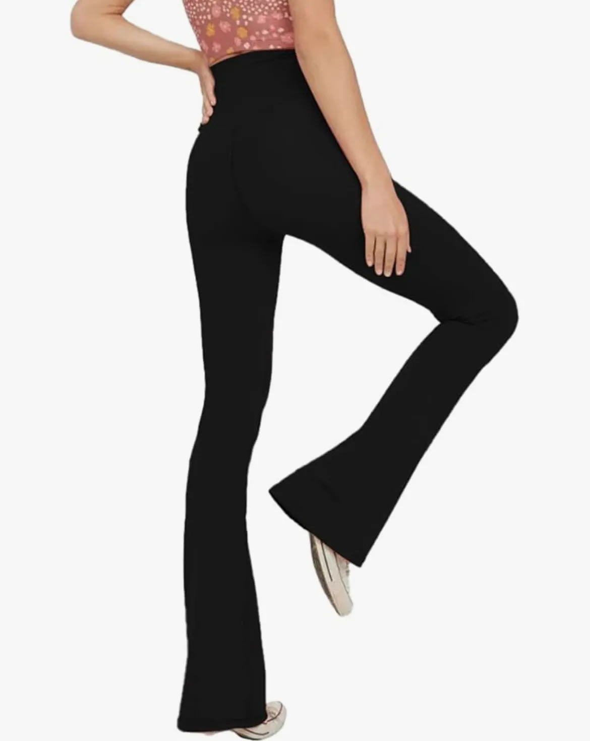 Black Crossover Flare Leggings Size M - Image 2