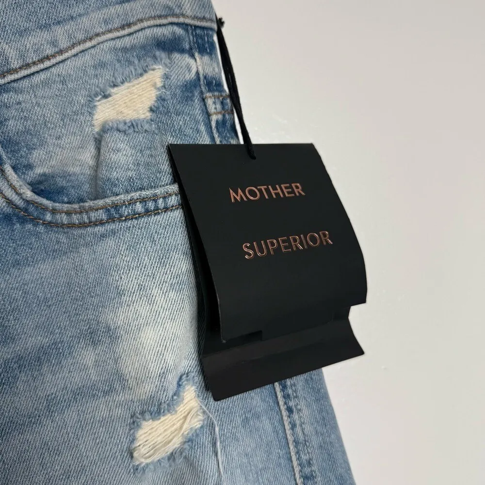 NWT Mother Superior High Waisted Smokin Short Fray Resting Beach Face Size‎ 26 Blue - Image 9