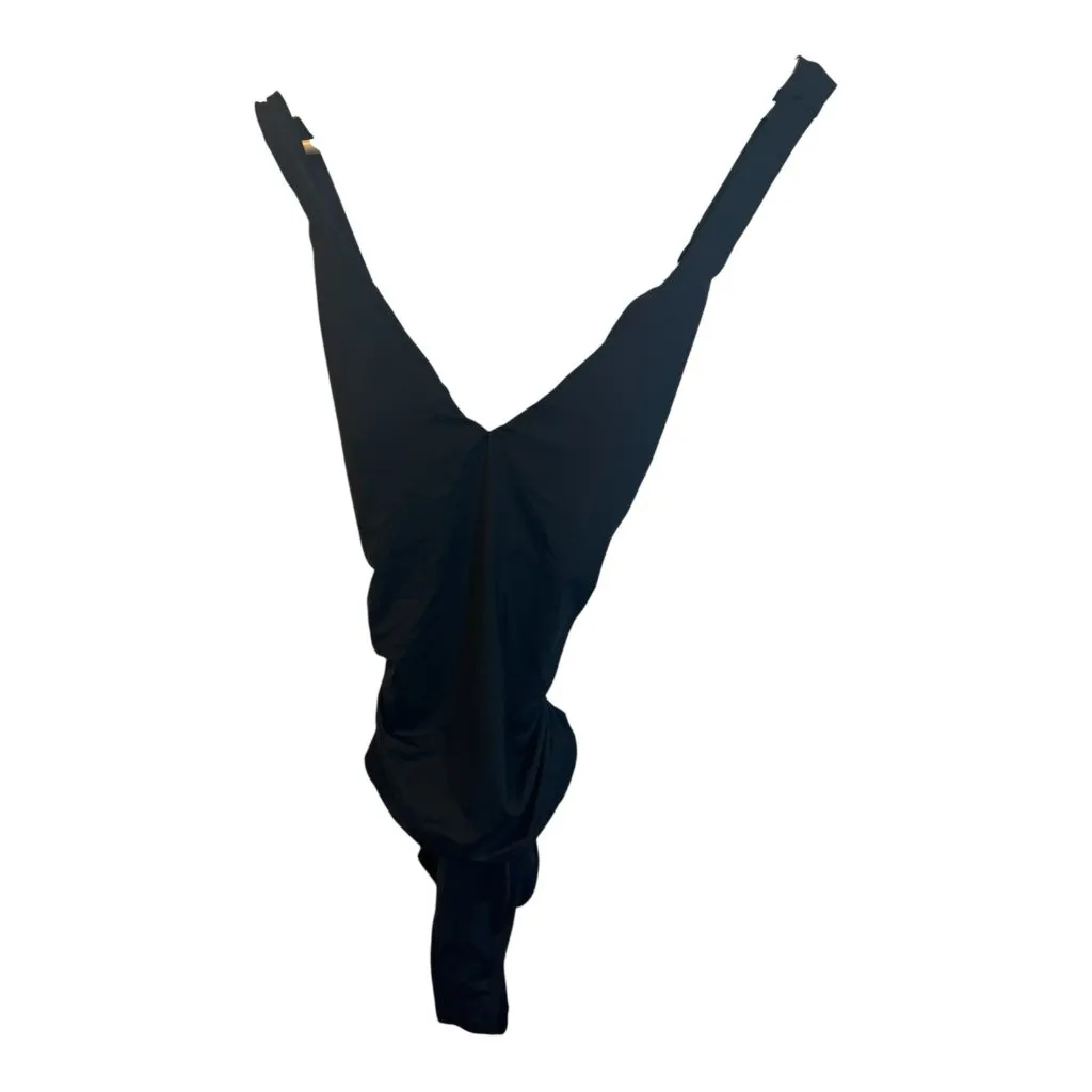 La Blanca Island Goddess Swimsuit Sz 16 Soft Strap Over Shoulder 1 Piece Black - Image 3