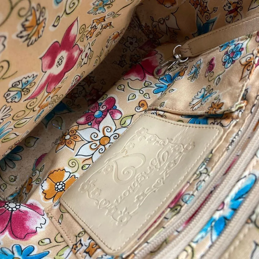 BRIGHTON‎ Tan & Pink Basketweave Handbag Satchel Purse 15X3.75X10 - Image 10