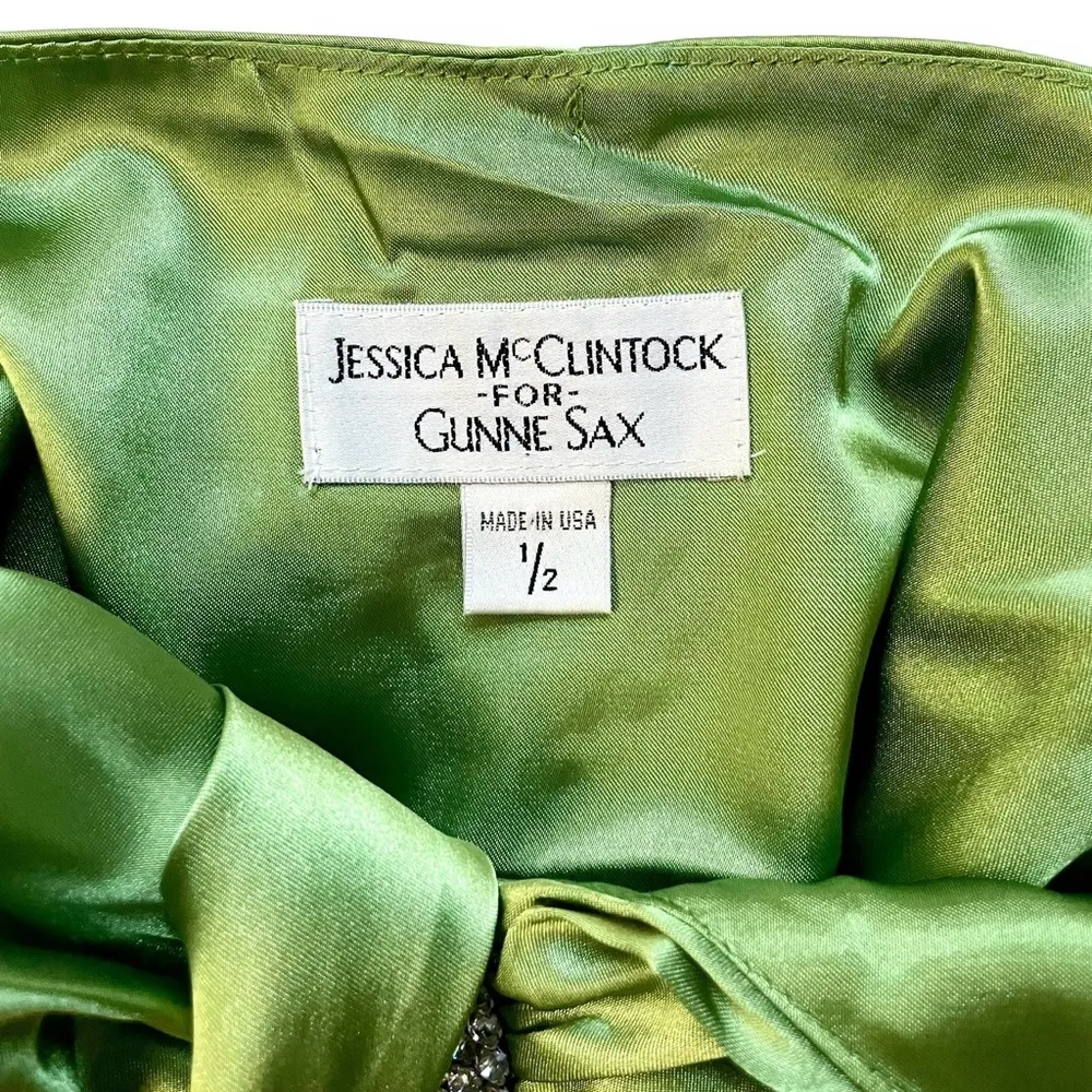 Vintage Jessica McClintock for Gunne Sax Satin Y2K Halter Top - Image 3