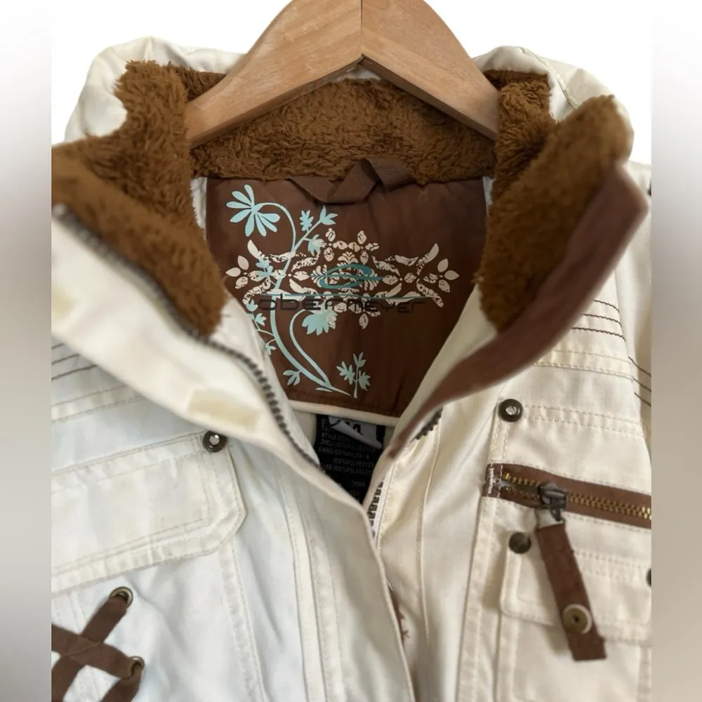 Obermeyer Taylor Cream & Brown insulated Ski/Winter Jacket Juniors 14 - Image 2
