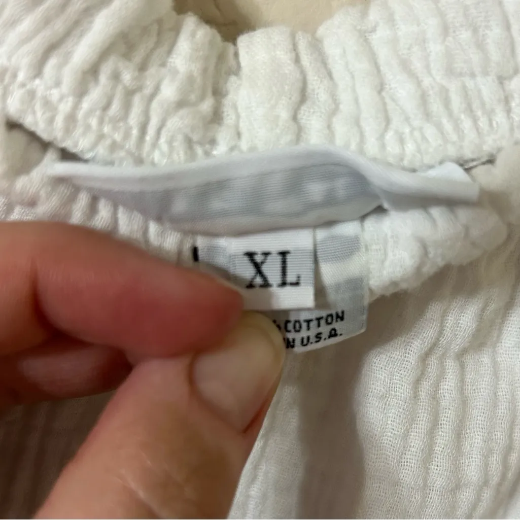 Bryn Walker Cotton Gauze Ruched Leg Cropped Pants in White - Size XL - Image 5