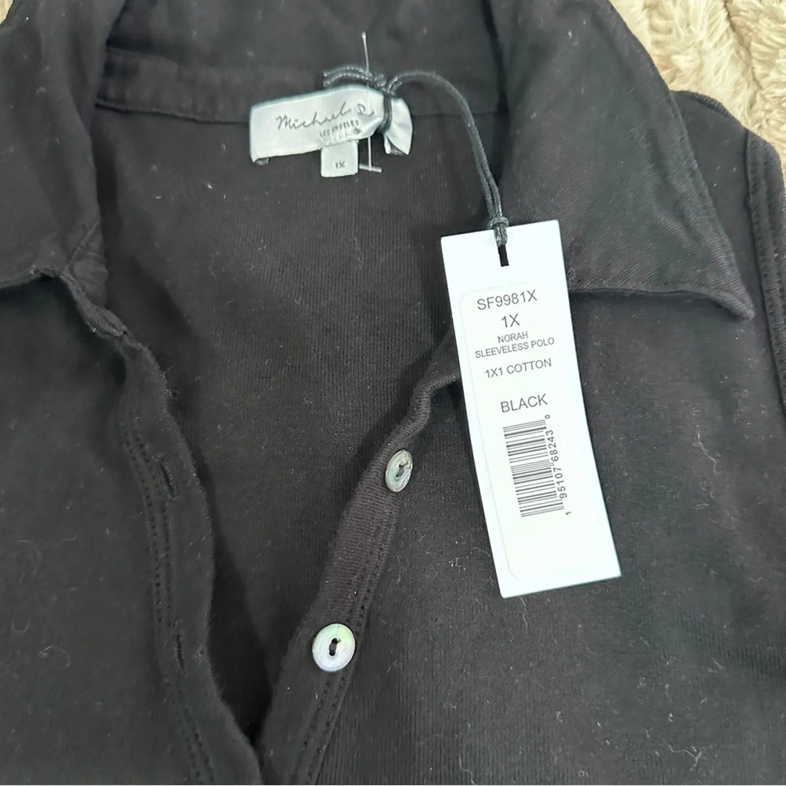 Michael Stars Size 1X Black Norah Sleeveless Polo Shirt NWT Neutral Basic Classy - Image 6