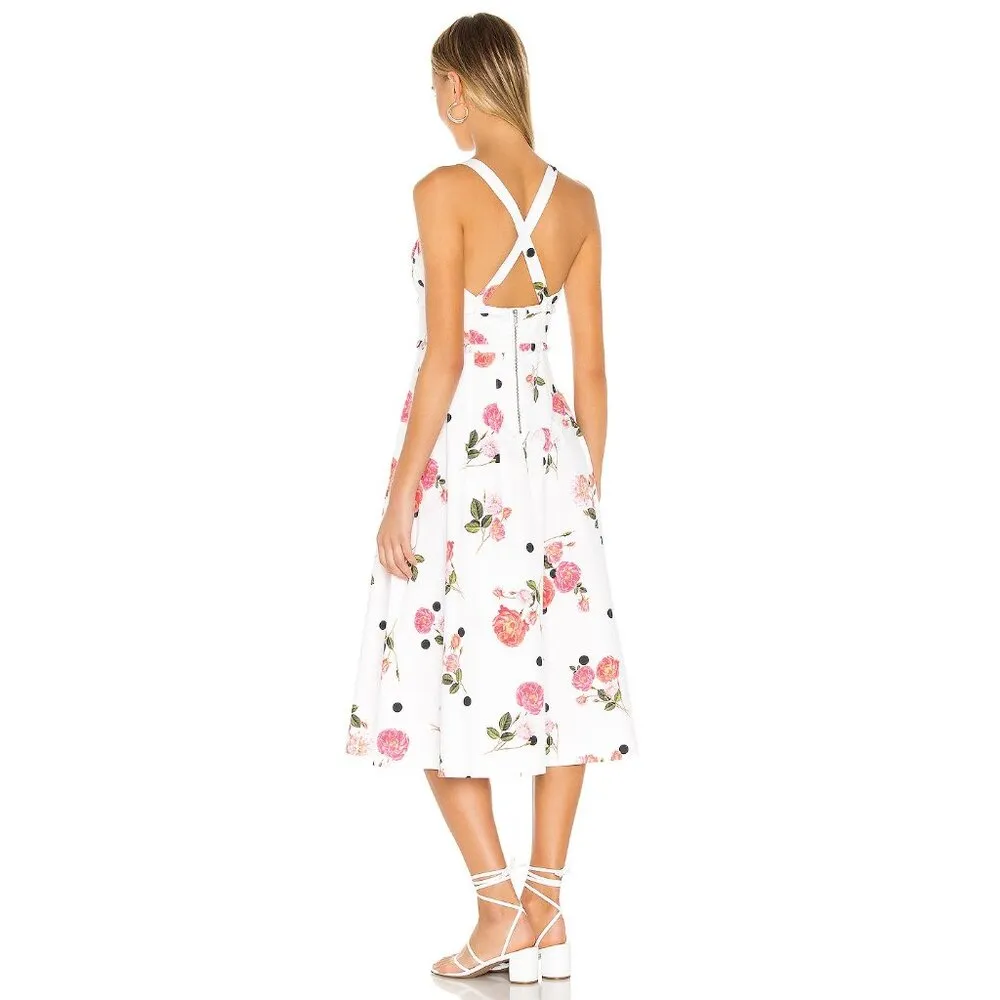 NWT For Love & Lemons Rosa Paloma Midi in White Floral Polka Dot Tank Dress XS - Image 3