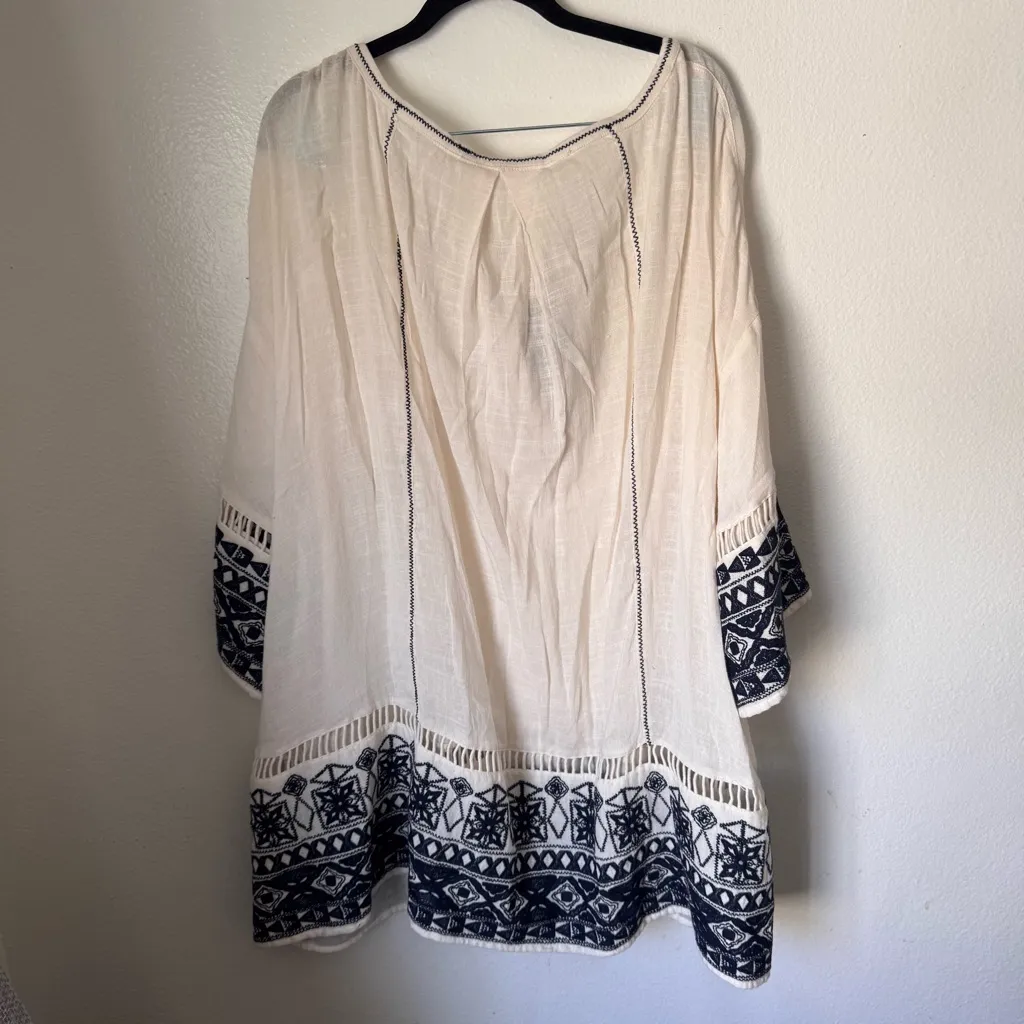 Free People Boho White and Blue Tunic Top - Image 6