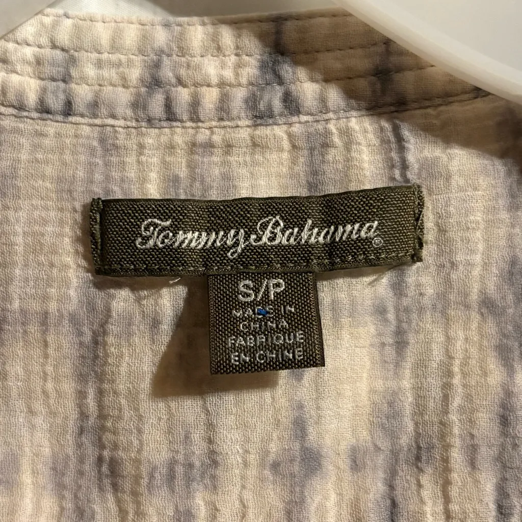 Tommy Bahama Top Womens Small 3/4 Rolled Sleeve Henley Lightweight Woven‎ Cotton - Image 8