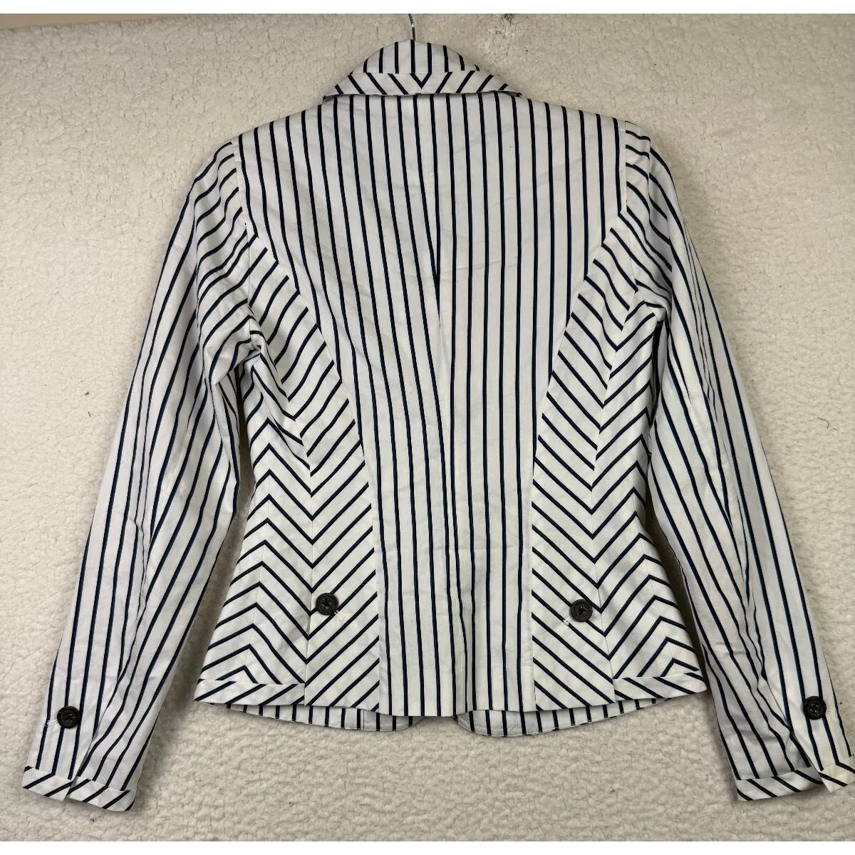 Boston Proper  Women’s Size 2 Blue White‎ Striped Two Button Blazer Jacket - Image 2