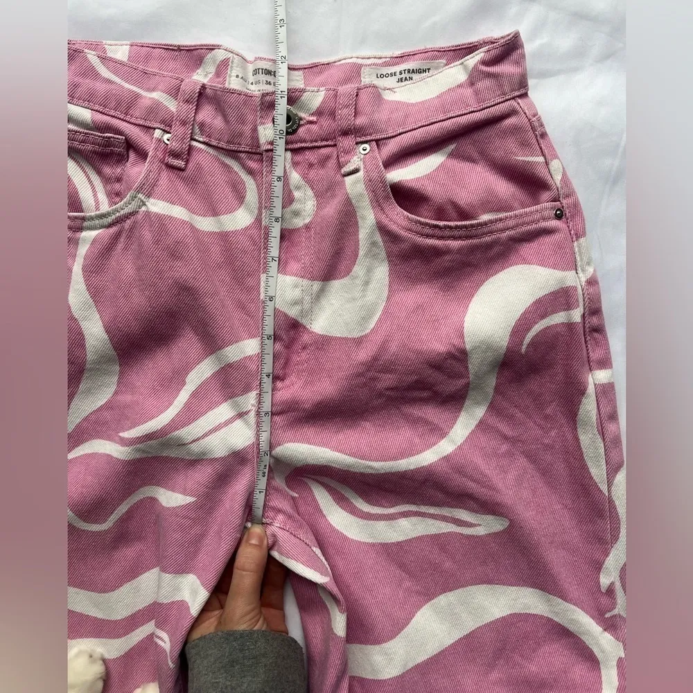 Cotton On Pink and White Swirly Loose Straight Jeans 4 - Image 12