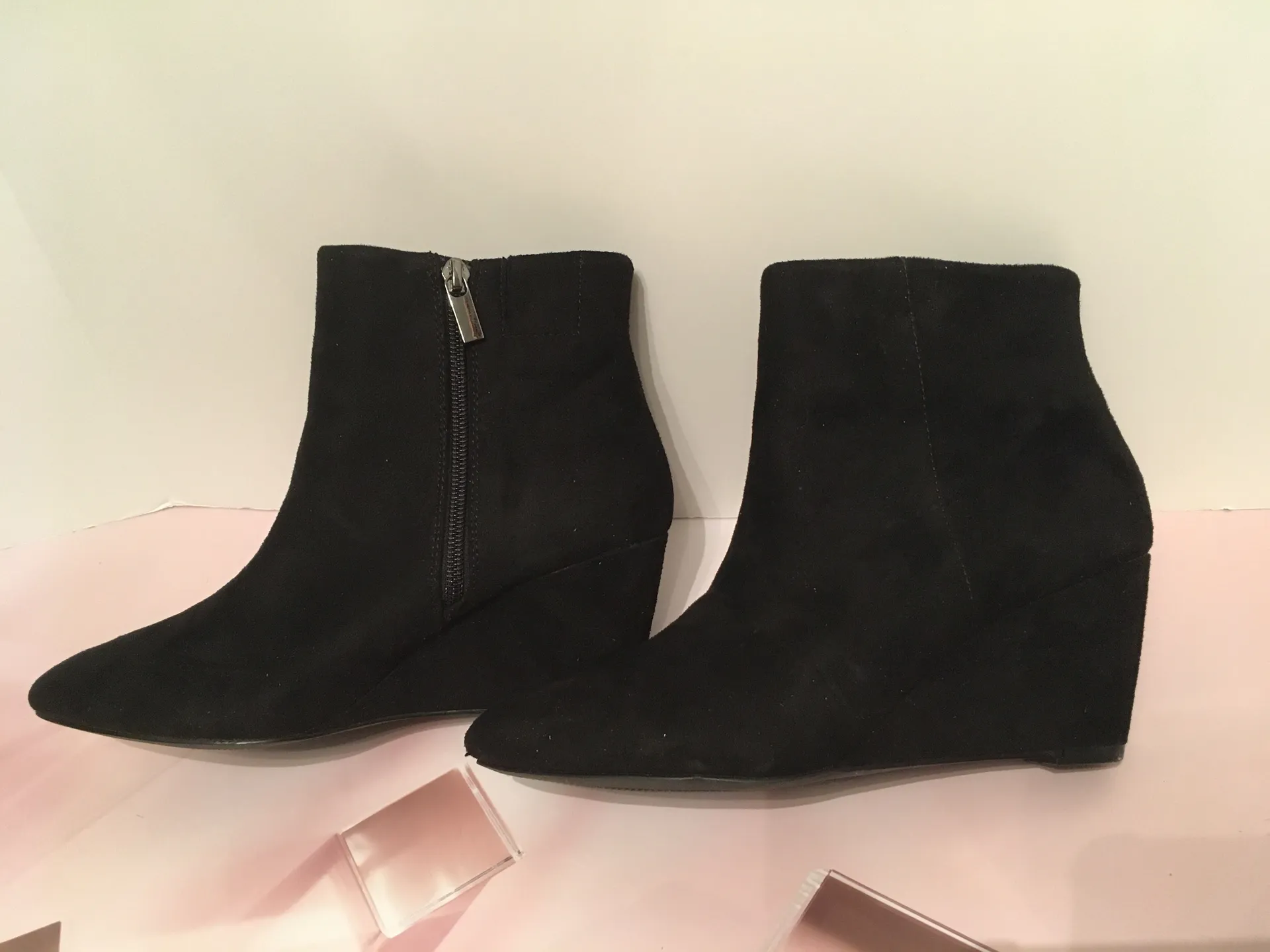 Black Wedge Ankle Boots, Size 7 1/2 - Image 4
