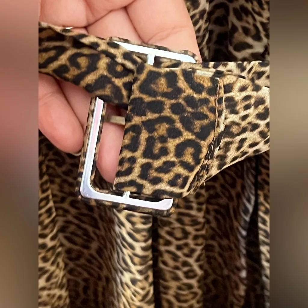 Zara brown and black leopard print tie-neck mini dress In XS - Image 11