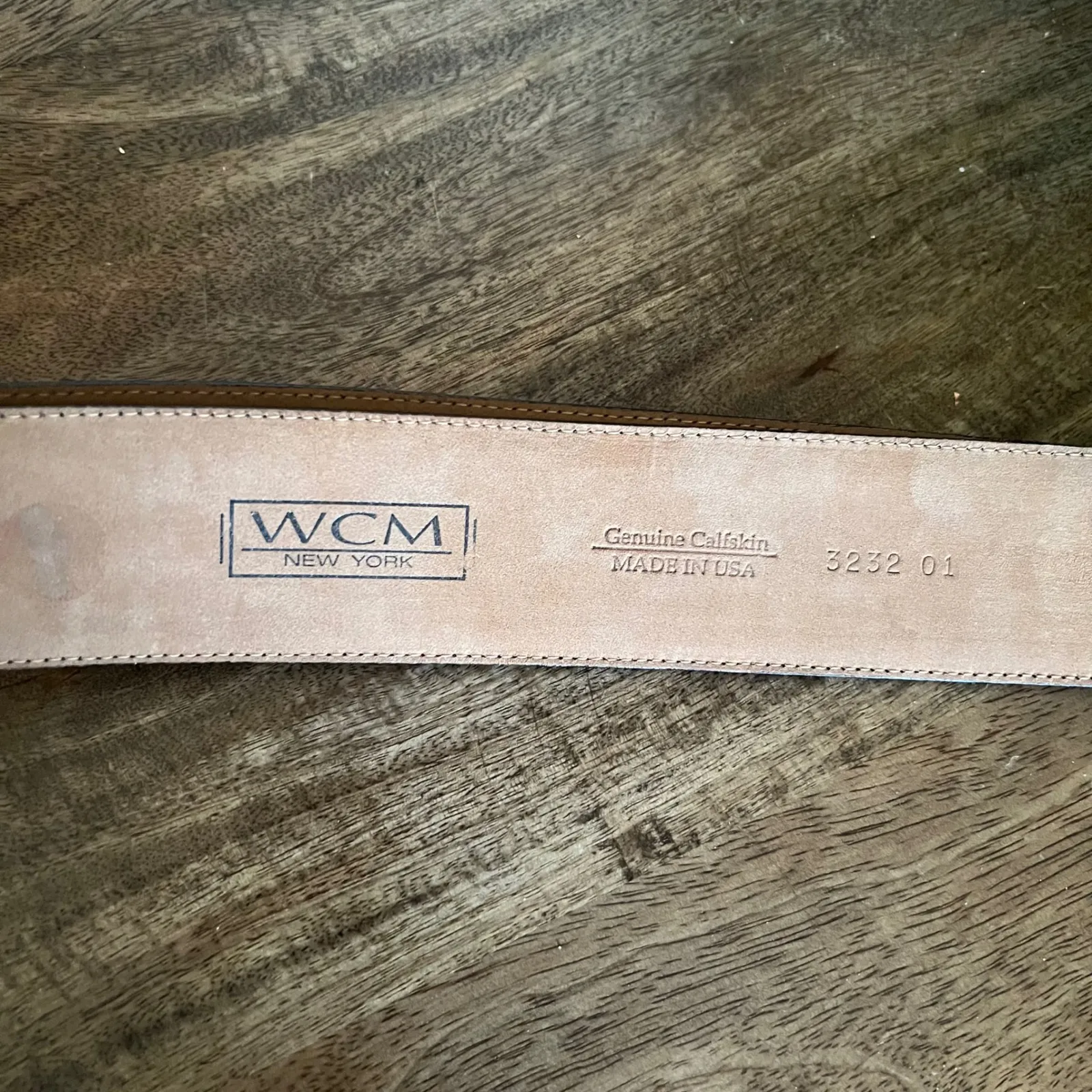 WCM New‎ York Black Leather Belt Gold Circle Buckle Genuine Calfskin Made in USA - Image 3