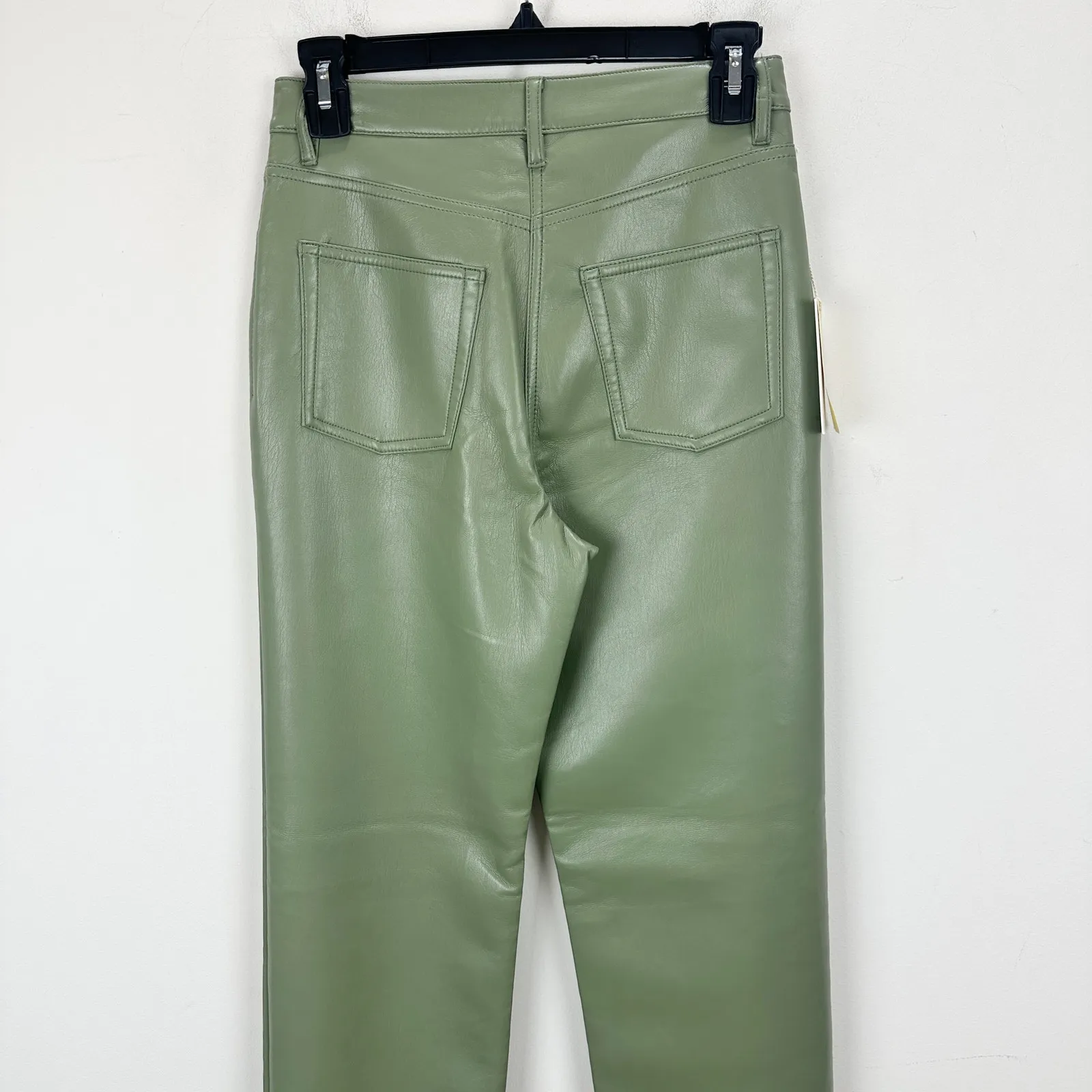 Aritzia Wilfred The Melina Pant High Waist Vegan Leather Straight Sage US 2 NWT - Image 8