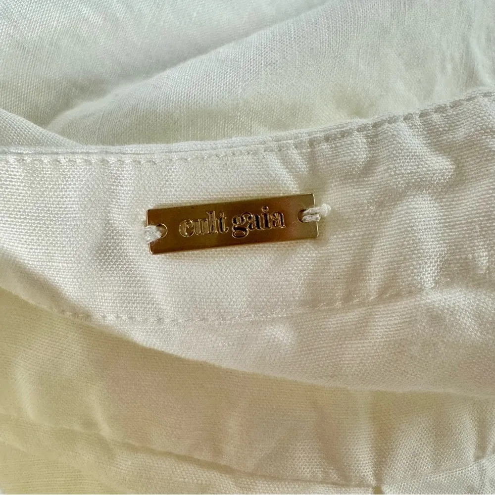 Cult Gaia Kittie Short Sleeve Tunic Top Linen Tencel Blend Off White Large L - Image 8