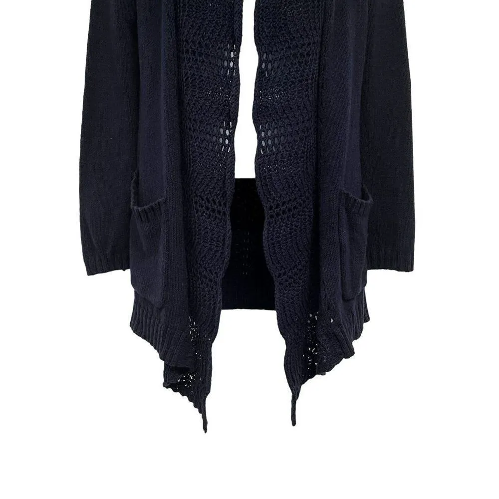 Skies are Blue Crochet Knit Cardigan Sweater Long Sleeve Open Front Pockets - Image 80