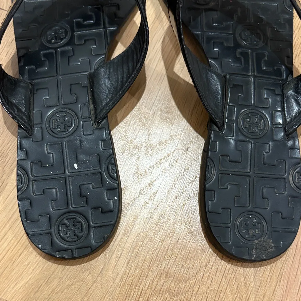 Tory Burch Black Logo Flip Flops - Image 5