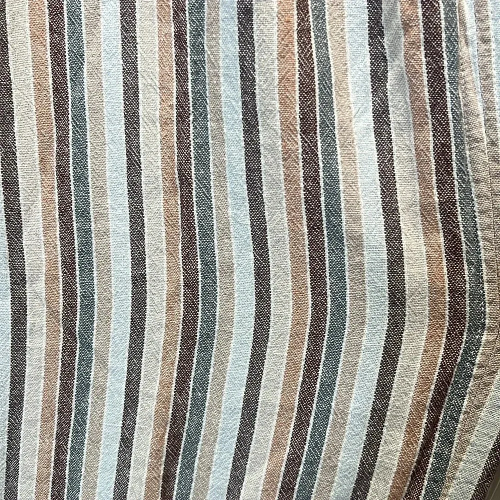 Linen blend striped pants front tie stretchy bunched waist size medium - Image 6