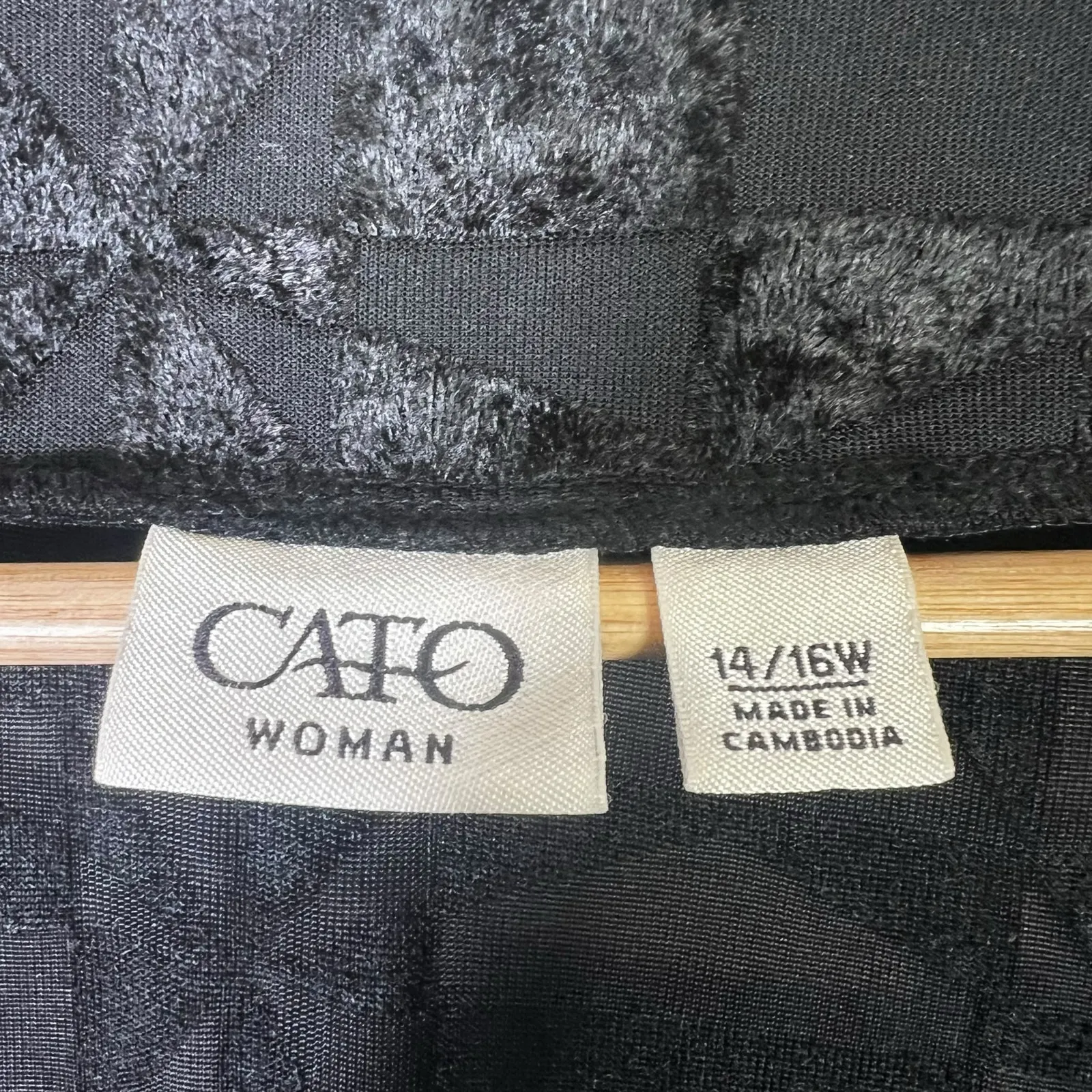 Cato Velvet Burnout Fringe Kimono Cardigan Womens 14 Black Glam Whimsygoth Boho - Image 6