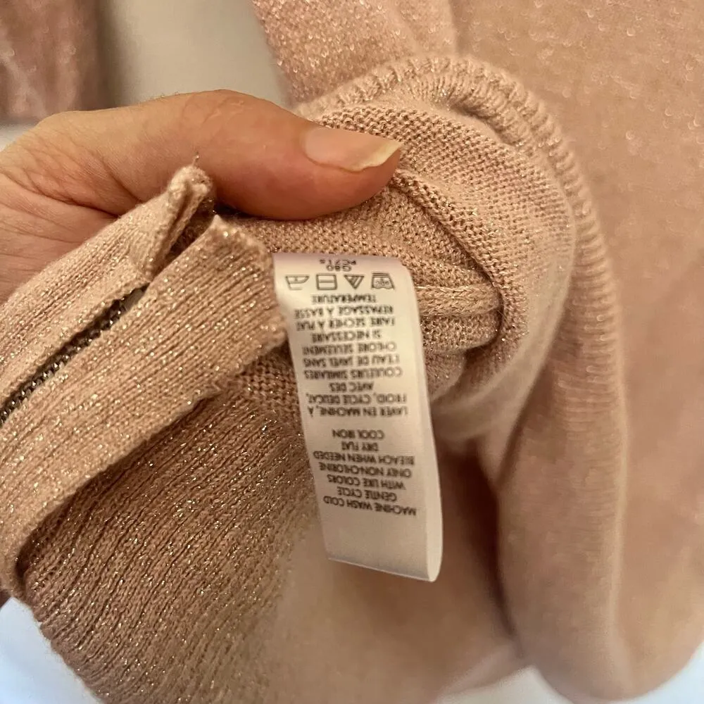 CALVIN KLEIN 3/4 Sleeve Glitter Tunic Womens Sweater Sz L Pink zip Hem Soft Girl - Image 11