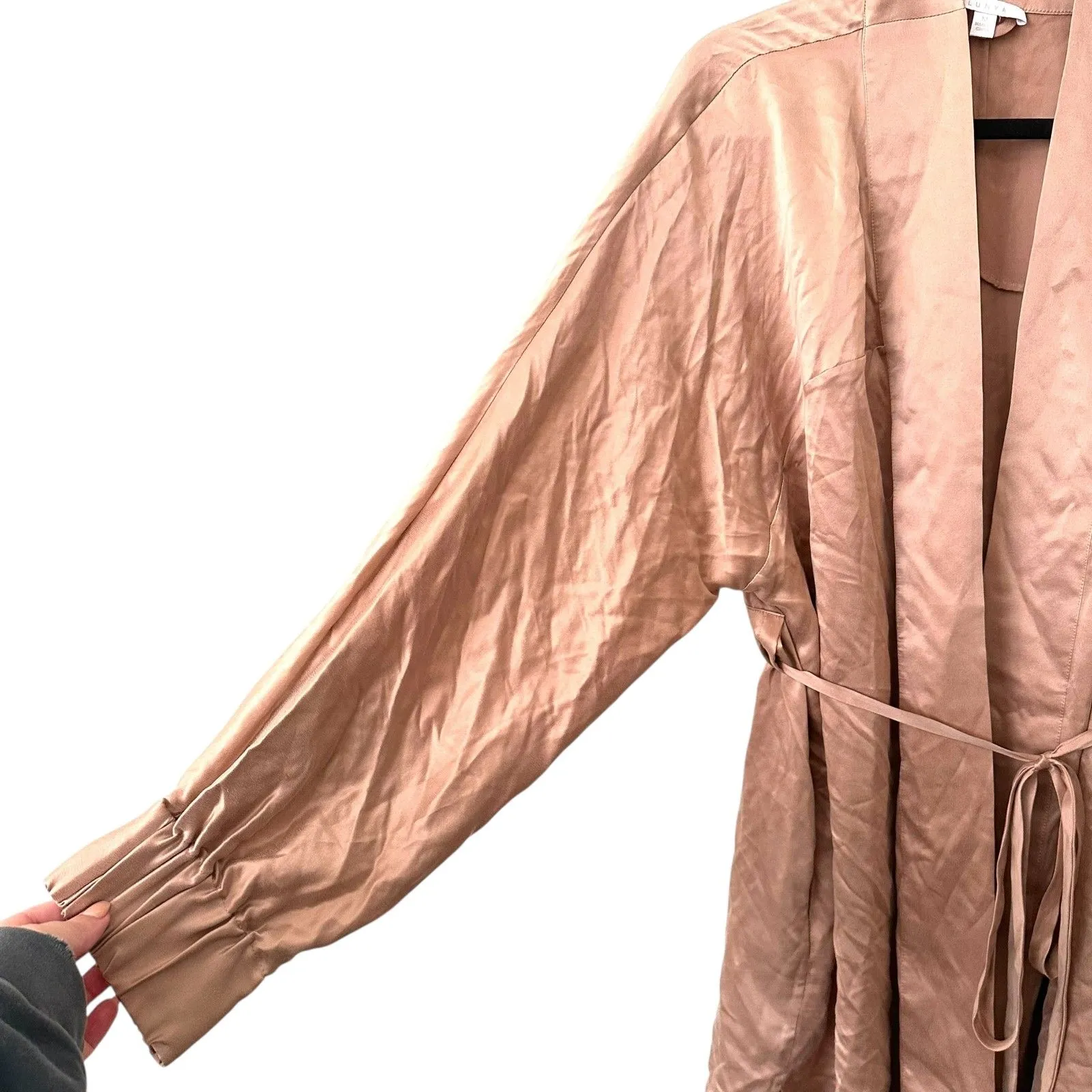 LUNYA Washable Silk Robe Delicate Pink Medium - Image 4