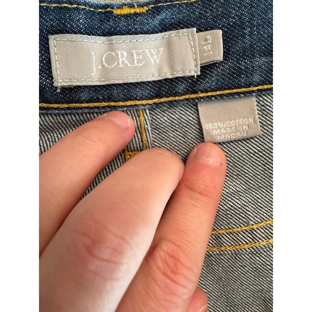 J. Crew Dark Wash Button-Fly Boot Cut Jeans 14L 5-Pocket Casual - Image 14