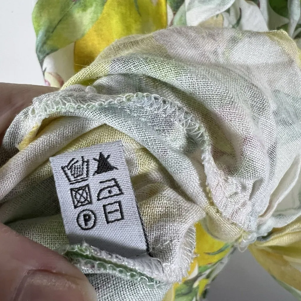 dea postiano italy linen lemon floral print‎ wrap dress women’s Size Small Yellow - Image 8