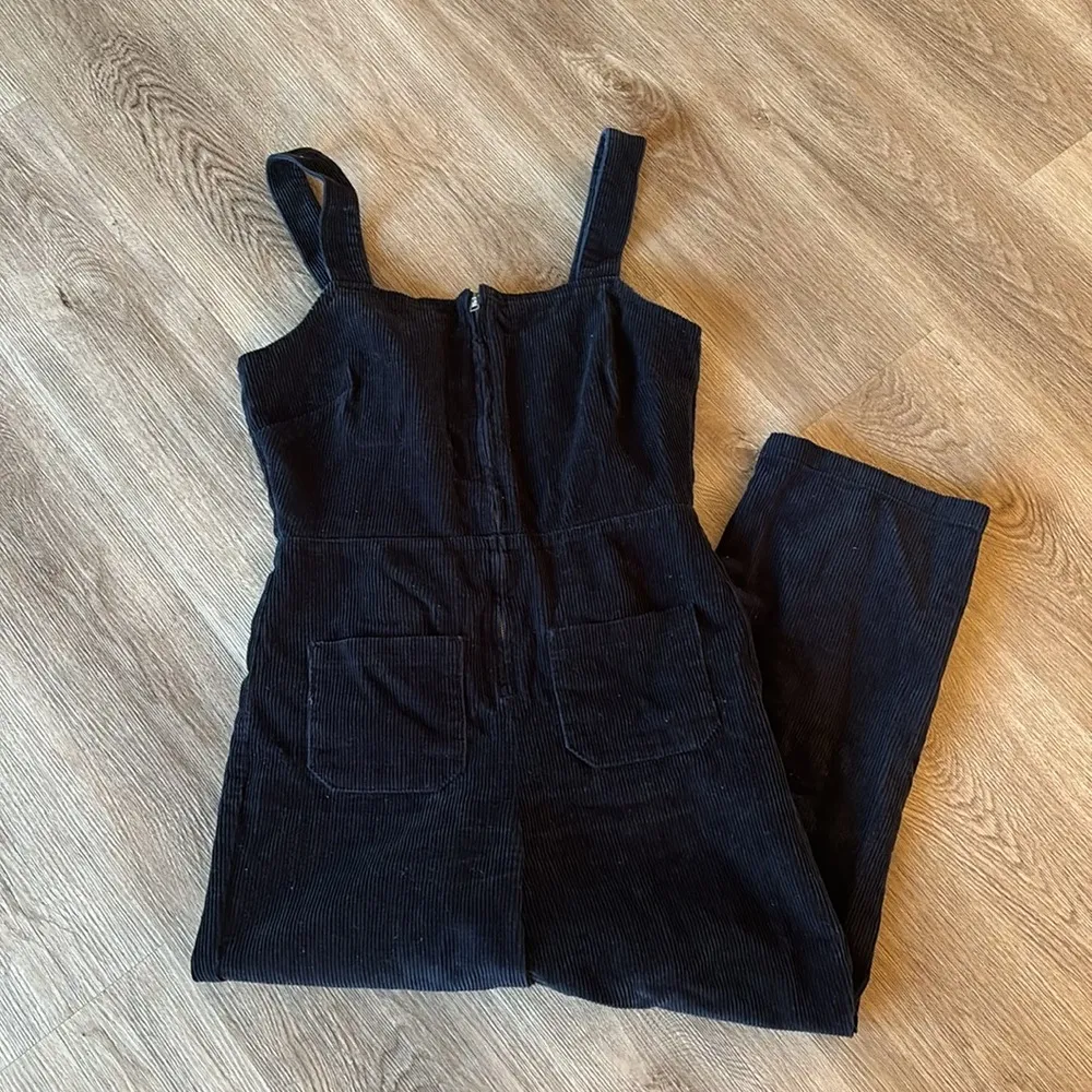 VTG Free People Womens Jumpsuit Overall Zip Front Corduroy Cotton Blue - Image 10