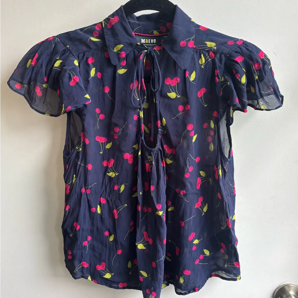 Maeve by Anthropologie Cherry‎ U- Neck Popover Blouse - Image 2