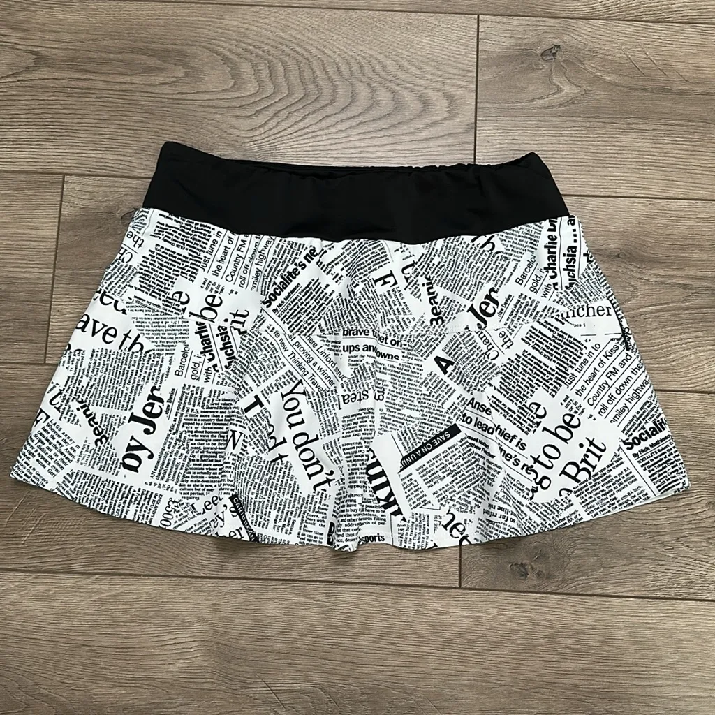 Queen Of The Court 14" Newsworthy Black‎ White Swing Tennis Skirt Skort Large Black - Image 2