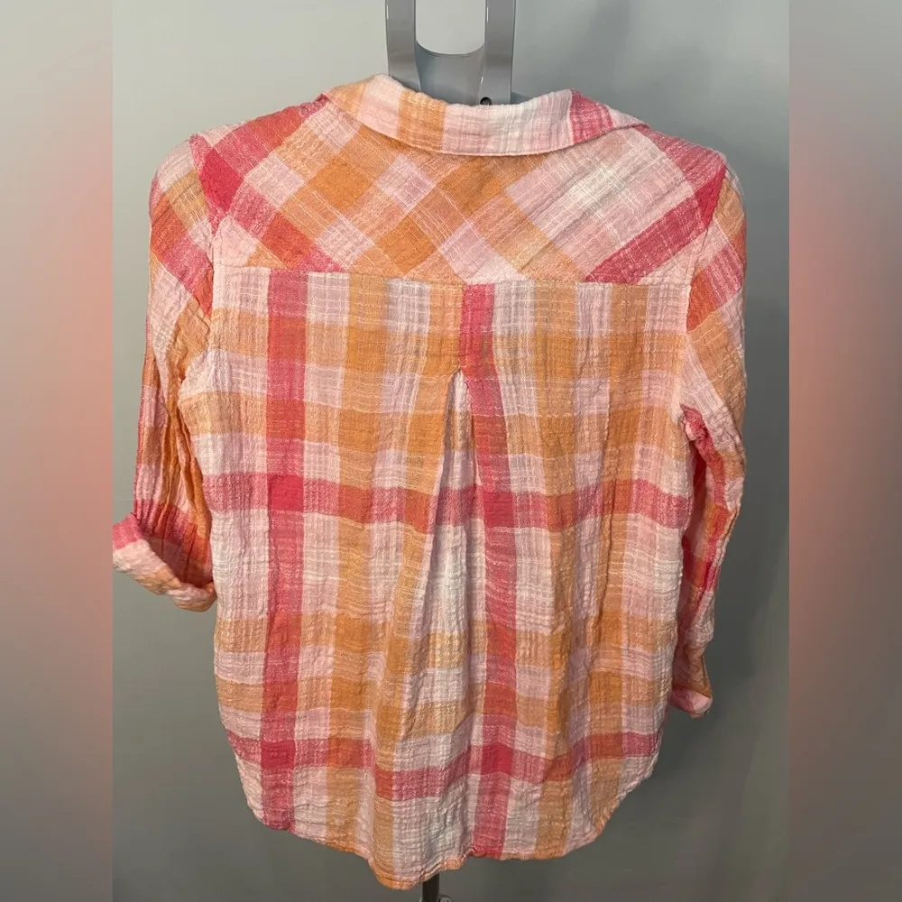 Bella Dahl Spring Plaid‎ Long Sleeve Button Up Shirt (M) - Image 8