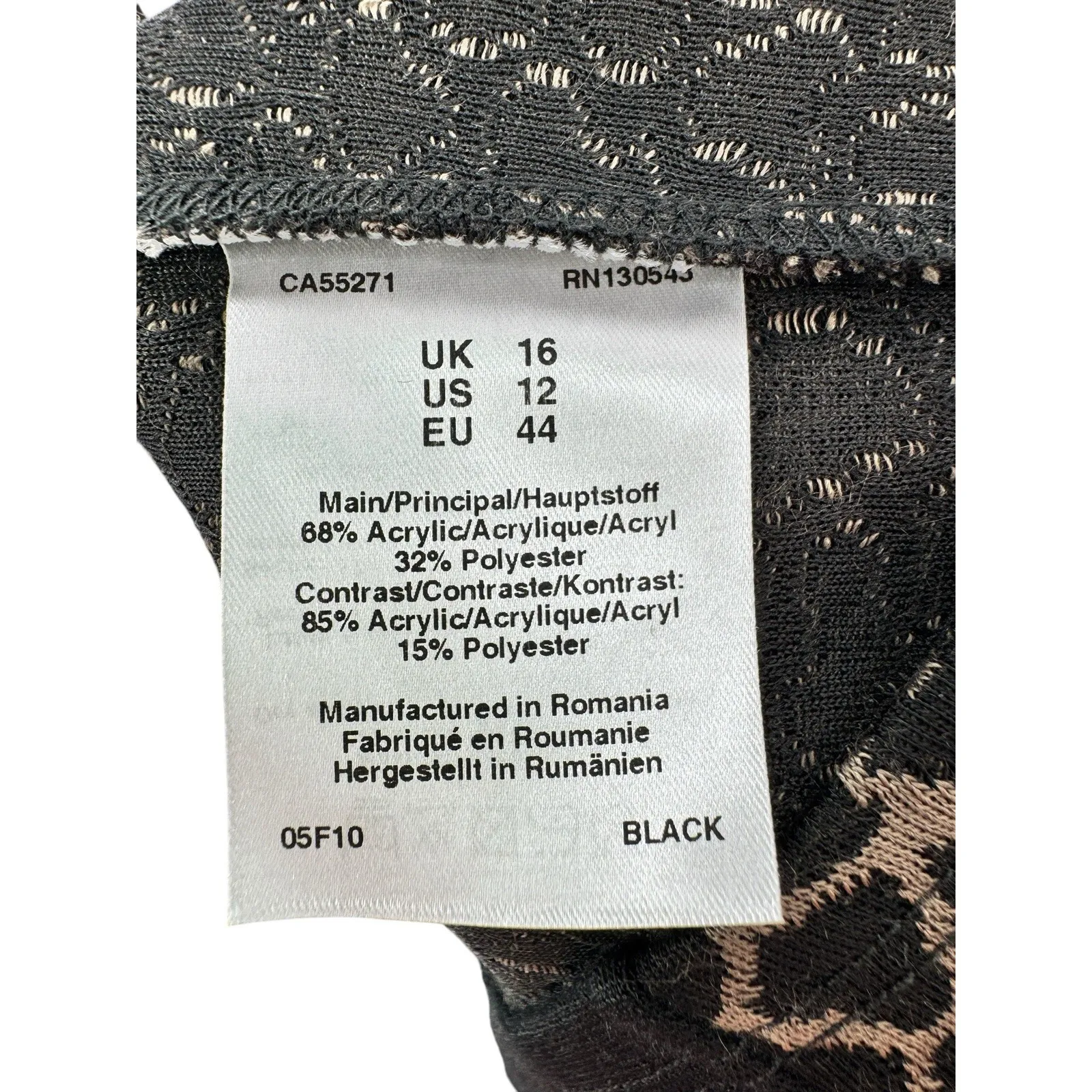 LTS Long Tall Sally‎ Black Animal Print Midi Dress Long Sleeve 12 Work Career - Image 5