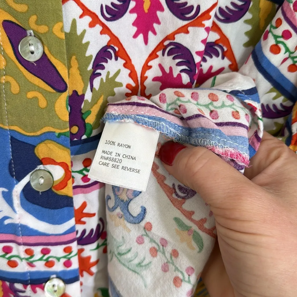 Cynthia Rowley  amalfi print button down blouse - Image 7