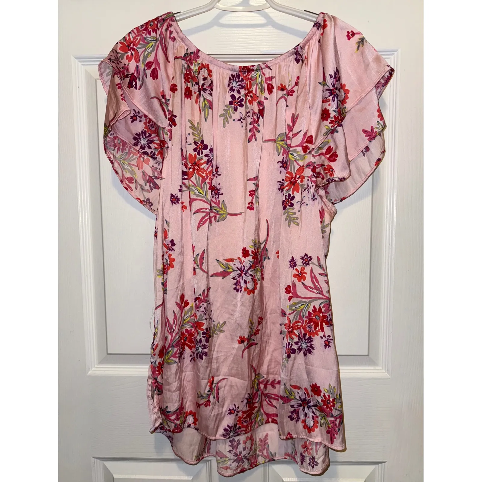 Terra & Sky Floral Blouse Flutter Sleeve Pink Casual Top‎ Plus Size 1X - Image 7
