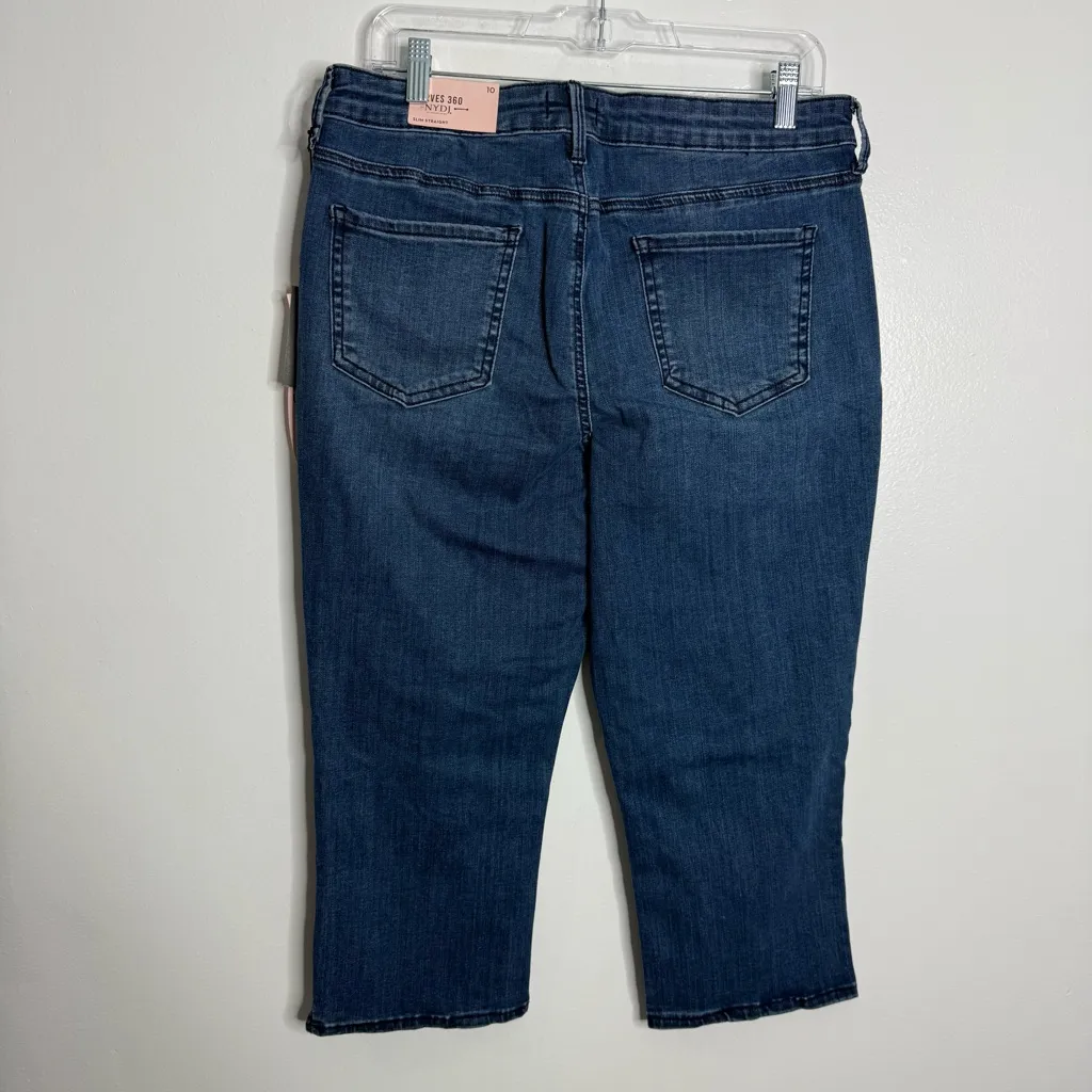 NWT NYDJ Curves 360 Slim Straight Crop Side Slit  Jeans in Caliente Wash Size 10 - Image 6